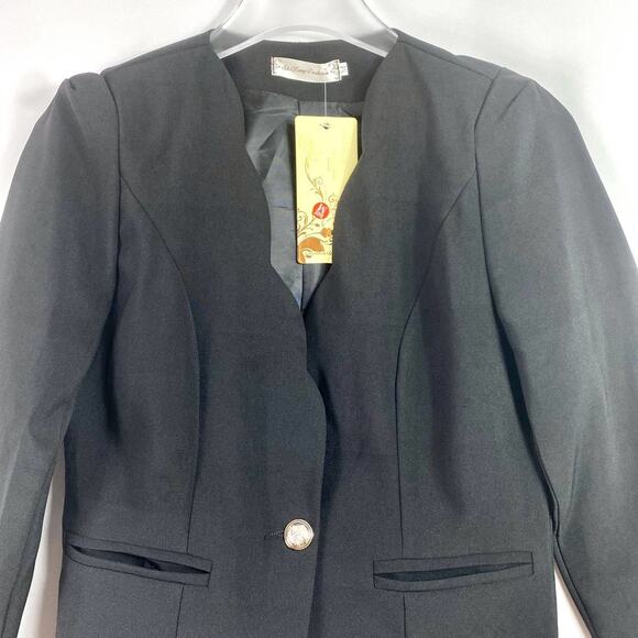 SHI LONG FASHION Black Lettuce Edge Blazer - Picture 7 of 9